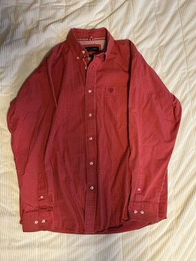 Ariat Shirt Mens M Pro Series Fitted Red Plaid L/S